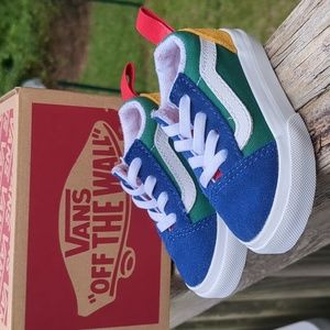 EUC Vans Old Skool Elastic Retro Yacht Club Classic Infant Slip On Sneakers sz 4